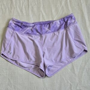 Under Armour HeatGear Women's Purple Athletic Shorts Lightweight Knit Activewear